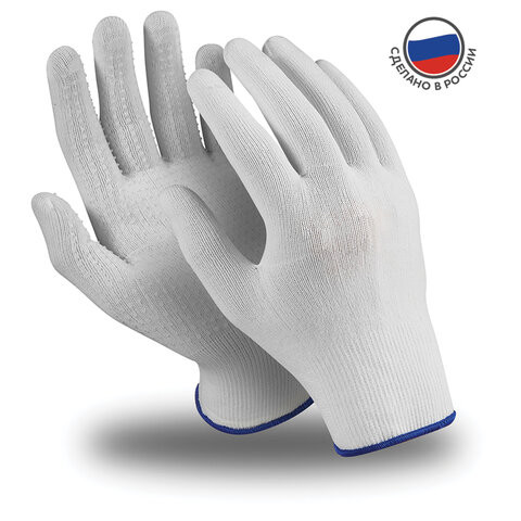 Перчатки нейлоновые MANIPULA Микрон, ПВХ покрытие, КОМПЛЕКТ 10 пар, размер 8 (M), белые, TNG-27/MG-111 по низкой цене оптом 