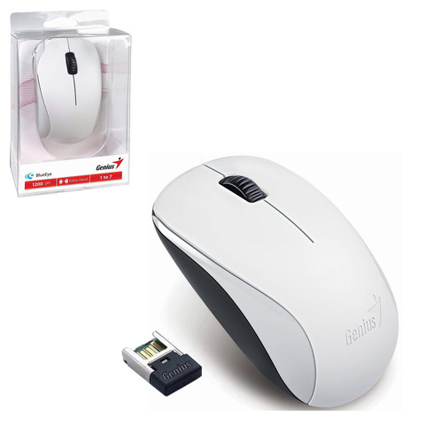 Мышь беспроводная GENIUS NX-7000, USB, 3 кнопки + 1 колесо-кнопка, оптическая, белая, 31030109108 по низкой цене оптом Краснодар, Москва, Уфа, Казань, Барнаул, Владивосток, Хабаровск, Сахалин, Красноярск, Екатеренбург, 