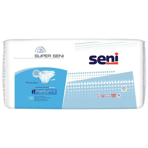 Подгузники для взрослых SUPER SENI Medium, КОМПЛЕКТ 30 шт., одноразовые, SE-094-ME30-JA1 по низкой цене оптом 