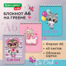 Блокнот МАЛЫЙ ФОРМАТ 108х145мм, А6, 40л, гребень, картон, клетка, BRAUBERG KIDS, "Зверята", 114395 по низкой цене оптом 