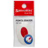 Ластик BRAUBERG "Oval PRO", 40х26х8 мм, овальный, красный пластиковый держатель, 229560 по низкой цене оптом Краснодар, Москва, Уфа, Казань, Барнаул, Владивосток, Хабаровск, Сахалин, Красноярск, Екатеренбург, 
