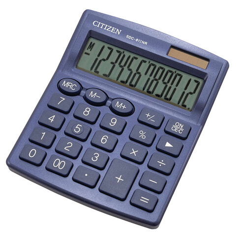 Калькулятор настольный CITIZEN SDC-812NRNVE, КОМПАКТНЫЙ (124х102 мм), 12 разрядов, двойное питание, ТЕМНО-СИНИЙ по низкой цене оптом 
