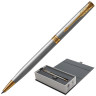 Ручка шариковая PARKER "Sonnet Core Stainless Steel GT Slim", тонкая, корпус серебристый, позолоченные детали, черная, 1931508 по низкой цене оптом 