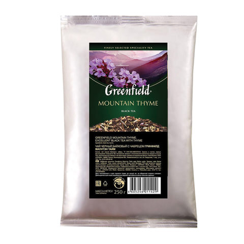 Чай GREENFIELD (Гринфилд) "Mountain Thyme", черный с чабрецом, листовой, 250 г, пакет, 1142-15 по низкой цене оптом 