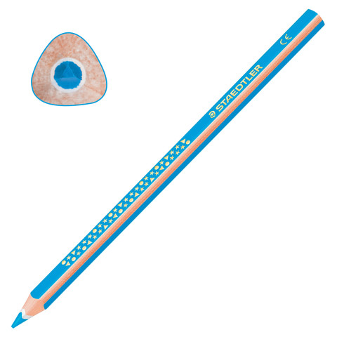 Карандаш цветной утолщенный STAEDTLER "Noris club", 1 шт., трехгранный, грифель 4 мм, голубой, 1284-30 по низкой цене оптом Краснодар, Москва, Уфа, Казань, Барнаул, Владивосток, Хабаровск, Сахалин, Красноярск, Екатеренбург, 