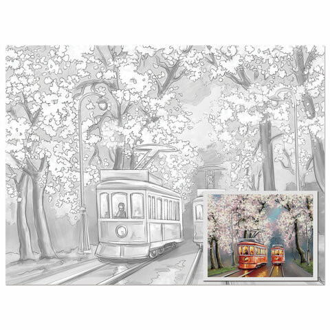Холст на картоне с контуром BRAUBERG ART CLASSIC "УЛОЧКИ", 30х40см, грунтованный, хлопок, 191542 по низкой цене оптом Краснодар, Москва, Уфа, Казань, Барнаул, Владивосток, Хабаровск, Сахалин, Красноярск, Екатеренбург, 