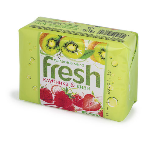 Мыло туалетное 300 г, FRESH (Фреш), комплект 4 шт. х 75 г, "Клубника и киви", 80366 по низкой цене оптом  Мыло туалетное 300 г, FRESH (Фреш), комплект 4 шт. х 75 г, "Клубника и киви", 80366 по низкой цене оптом