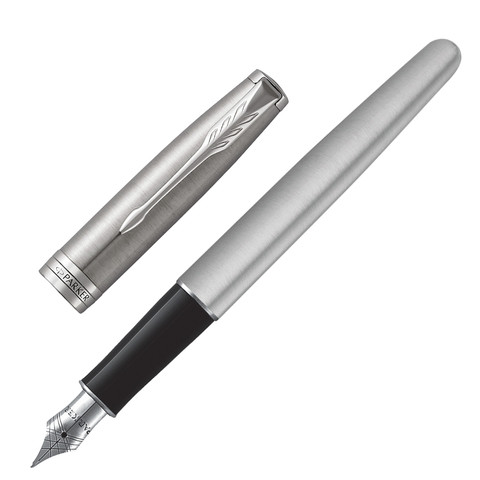 Ручка перьевая PARKER "Sonnet Core Core Stainless Steel CT", корпус серебристый, палладиевые детали, черная, 1931509 по низкой цене оптом Краснодар, Москва, Уфа, Казань, Барнаул, Владивосток, Хабаровск, Сахалин, Красноярск, Екатеренбург, 
