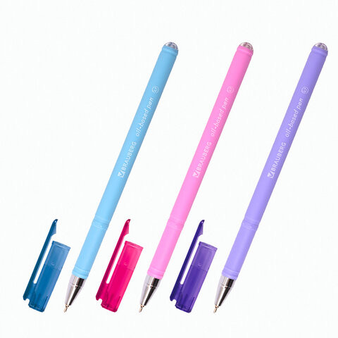 Ручка шариковая масляная BRAUBERG "FRUITY Pastel", СИНЯЯ, soft-touch, узел 0,7 мм, линия письма 0,35 мм, 142958, OBP322 по низкой цене оптом Краснодар, Москва, Уфа, Казань, Барнаул, Владивосток, Хабаровск, Сахалин, Красноярск, Екатеренбург, 