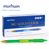 Ручка шариковая масляная автоматическая MUNHWA "MC Gold Click", СИНЯЯ, корпус ассорти, узел 0,7 мм, GCC07-02 по низкой цене оптом 