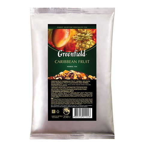 Чай GREENFIELD (Гринфилд) "Caribbean Fruit", фруктовый, манго/ананас, листовой, 250 г, пакет, 1144-15 по низкой цене оптом 