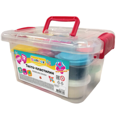 Тесто-пластилин для лепки СУПЕР ПЛАСТИЧНОЕ, 12 цветов, 600 г, в пластиковом контейнере, формочки, BAMBOX (БАМБОКС), 107252 по низкой цене оптом Тесто-пластилин для лепки СУПЕР ПЛАСТИЧНОЕ, 12 цветов, 600 г, в пластиковом контейнере, формочки, BAMBOX (БАМБОКС), 107252 по низкой цене оптом