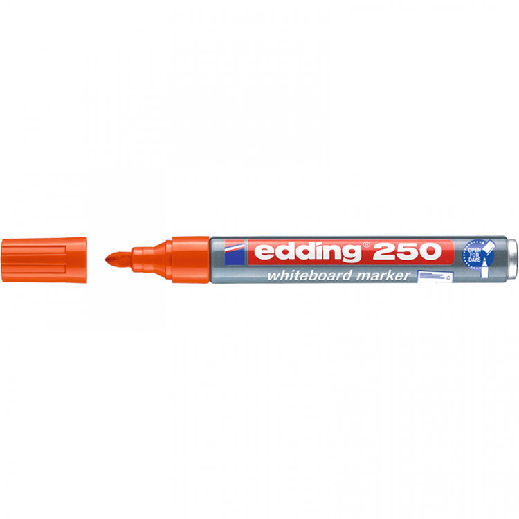 Маркер для белых досок edding 250 Cap-off, круглый наконечник, 1.5-3 мм Оранжевый по низкой цене оптом 