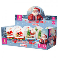 Снежный шар "Дед Мороз" d65мм, полистоун/стекло, 4 дизайна ассорти, ЗОЛОТАЯ СКАЗКА, 592598