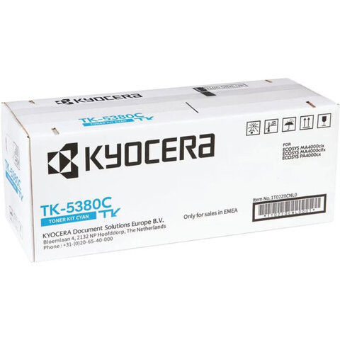 Тонер-картридж KYOCERA (TK-5380C) ECOSYS PA4000cx/MA4000cix/MA4000cifx, голубой, ресурс 10000 страниц, оригинальный, 1T02Z0CNL0 по низкой цене оптом Тонер-картридж KYOCERA (TK-5380C) ECOSYS PA4000cx/MA4000cix/MA4000cifx, голубой, ресурс 10000 страниц, оригинальный, 1T02Z0CNL0 по низкой цене оптом