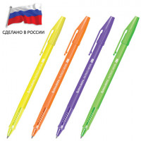 Ручка шариковая РОССИЯ "PATRIOT NEON", СИНЯЯ, корпус ассорти, 0,7мм, линия 0,35мм, BR