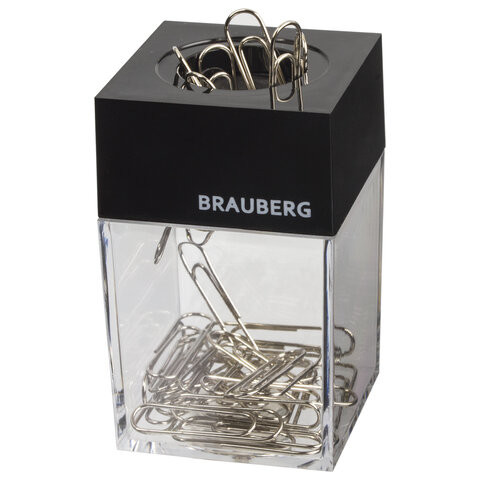 Скрепочница магнитная BRAUBERG с 30 скрепками, прозрачный корпус, 225189 по низкой цене оптом 