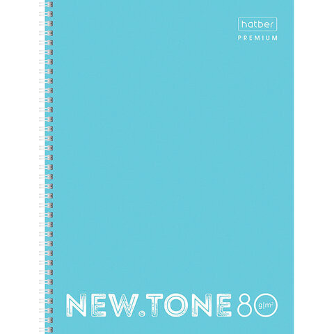 Тетрадь А4 80 л. HATBER Premium гребень, клетка, глянцевая ламинация, "NEWtone PASTEL Незабудка", T369678, 80Т4лA1гр_05025 по низкой цене оптом 