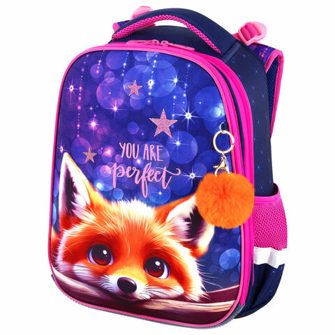 Ранец BRAUBERG PREMIUM, 2 отделения, с брелком, "Cute fox", LED ЛАМПОЧКИ, 38х29х16 см, 272019 по низкой цене оптом 