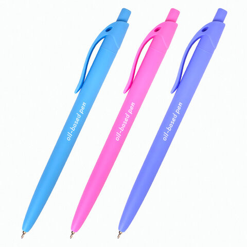 Ручка шариковая масляная автоматическая BRAUBERG "FRUITY Pastel", СИНЯЯ, корпус soft-touch, узел 0,7 мм, линия письма 0,35 мм, 142959, OBPR323 по низкой цене оптом Краснодар, Москва, Уфа, Казань, Барнаул, Владивосток, Хабаровск, Сахалин, Красноярск, Екатеренбург, 