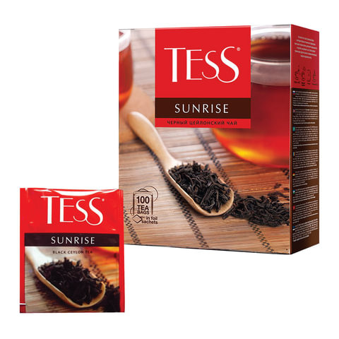 Чай TESS (Тесс) "Sunrise", черный цейлонский, 100 пакетиков по 1,8 г, 0918-09 по низкой цене оптом 