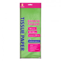 Цветная бумага ТИШЬЮ 17г/м2, 50х66см, 10 листов пастель салатовый, ЗОЛОТАЯ СКАЗКА, 116482