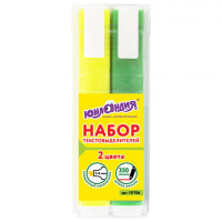 Набор текстовыделителей ЮНЛАНДИЯ 2 шт., ЖЕЛТЫЙ/ЗЕЛЕНЫЙ, "COLORSTAR", линия 1-4 мм, 151706