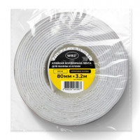 Клейкая лента бордюрная для ванны и кухни 80 мм х 3,2 м, белая, акриловая основа, WBZ, 700428