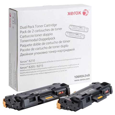 Тонер-картридж XEROX (106R04349) для B205/B210/B215, оригинальный, КОМПЛЕКТ 2 шт., ресурс 2х3000 страниц по низкой цене оптом 