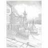 Холст на картоне с контуром BRAUBERG ART CLASSIC "ПРИЧАЛ", 30х40см, грунтованный, хлопок, 191544 по низкой цене оптом Краснодар, Москва, Уфа, Казань, Барнаул, Владивосток, Хабаровск, Сахалин, Красноярск, Екатеренбург, 