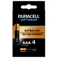Батарейки КОМПЛЕКТ 4 шт., DURACELL Optimum, AAA (LR03, 24А), х30 мощность, алкалиновые, мизинчиковые, 5014062
