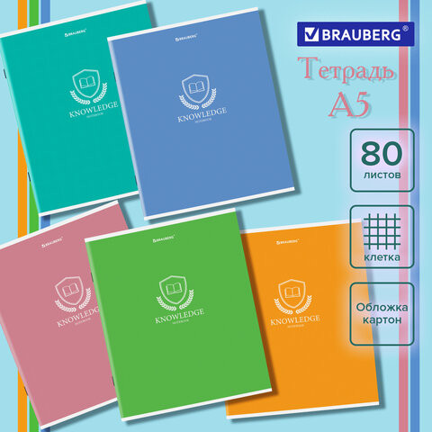 Тетрадь А5 80л. BRAUBERG скоба, клетка, ДИЗАЙН 1, Код_1С, 404409 по низкой цене оптом 
