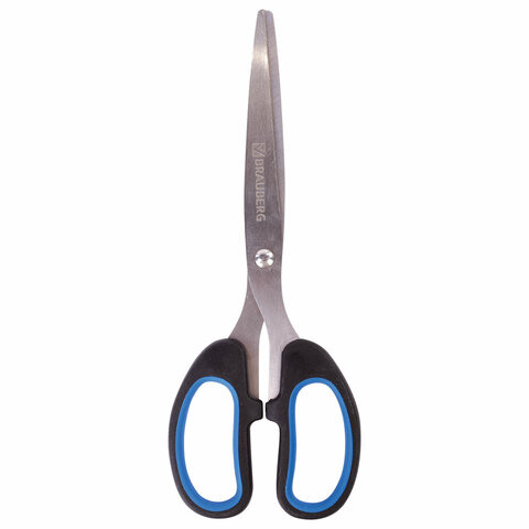 Ножницы BRAUBERG "Classic+", 185 мм, черно-синие, классической формы, резиновые вставки, 236448 по низкой цене оптом 