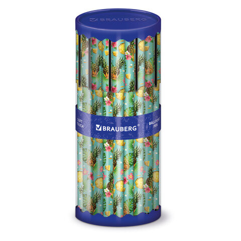 Ручка шариковая BRAUBERG SOFT TOUCH GRIP "PINEAPPLE", СИНЯЯ, мягкое покрытие, узел 0,7 мм, 143718 по низкой цене оптом 