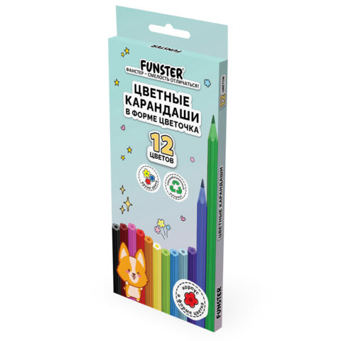 Карандаши цветные FUNSTER (ФАНСТЕР) FUNNY FLOWERS, 12 цветов, фигурный корпус в форме цветочка, 182069 по низкой цене оптом 