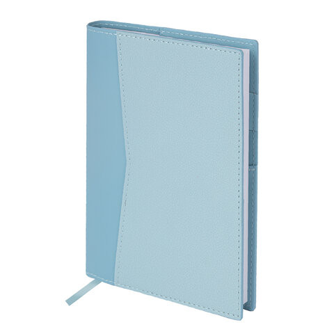 Ежедневник недатированный В6 130х185мм BRAUBERG "Gleam", под кожу, 160л, голубой, 116220 по низкой цене оптом Ежедневник недатированный В6 130х185мм BRAUBERG "Gleam", под кожу, 160л, голубой, 116220 по низкой цене оптом