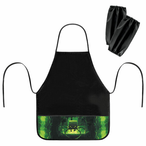 Фартук с нарукавниками для уроков труда BRAUBERG, 3 кармана, 46x54 см, Digital spider, 273644 по низкой цене оптом 