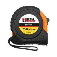 Рулетка измерительная 7,5 м х 25 мм, обрезиненный корпус, с фиксатором, ГРАНДМАСТЕР Original, 671346