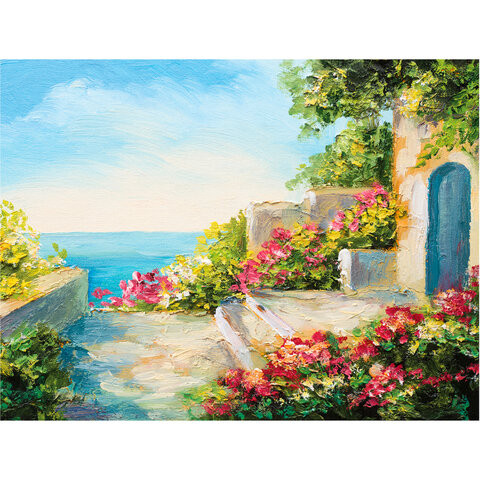 Картина стразами (алмазная мозаика) 30х40 см, ОСТРОВ СОКРОВИЩ "Домик у моря", без подрамника, 662400 по низкой цене оптом 