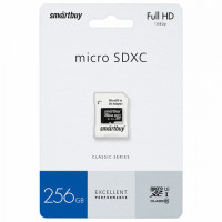 Карта памяти microSDXC 256GB SMARTBUY, UHS-I, 90 Мб/сек (class 10), с адаптером, SB25, SB256GBSDCL10