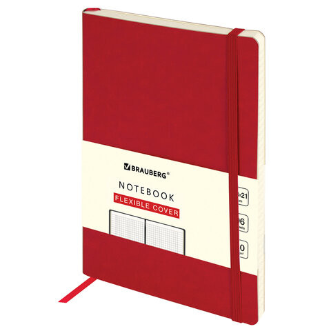 Блокнот А5 (130х210 мм), BRAUBERG ULTRA, под кожу, 80 г/м2, 96 л., клетка, красный, 113006 по низкой цене оптом 