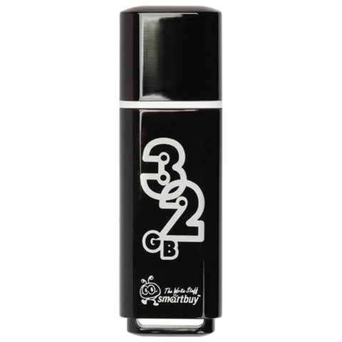 Флеш-диск 32 GB, SMARTBUY Glossy, USB 2.0, черный, SB32GBGS-K по низкой цене оптом Краснодар, Москва, Уфа, Казань, Барнаул, Владивосток, Хабаровск, Сахалин, Красноярск, Екатеренбург, 