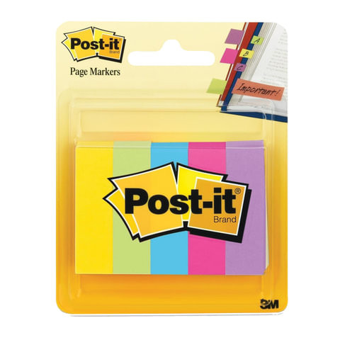 Закладки клейкие POST-IT, бумажные, 12,7 мм, 5 цветов х 100 шт., 670-5AU по низкой цене оптом 