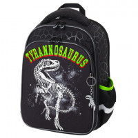 Ранец BRAUBERG QUADRO, 3 отделения, с брелком, "Tyrannosaur", СВЕТЯЩИЙСЯ, 37х28х18 см, 272021