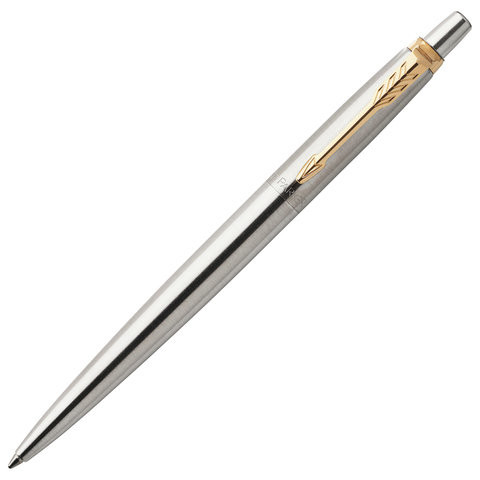 Ручка шариковая PARKER "Jotter Core Stainless Steel GT", корпус серебристый, позолоченные детали, синяя, 1953182 по низкой цене оптом Краснодар, Москва, Уфа, Казань, Барнаул, Владивосток, Хабаровск, Сахалин, Красноярск, Екатеренбург, 
