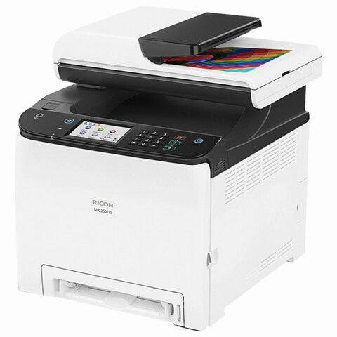 МФУ лазерное ЦВЕТНОЕ RICOH M C250FW "4 в 1", А4, 25 стр/мин, ДУПЛЕКС, ДАПД, WiFi, NFC, сетевая карта, 408329 по низкой цене оптом 