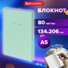Блокнот А5 134х206мм, 80л, твёрдый, клетка, BRAUBERG Minimal мятный, 116443 по низкой цене оптом 