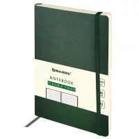 Блокнот А5 (130х210 мм), BRAUBERG ULTRA, под кожу, 80 г/м2, 96 л., клетка, темно-зеленый, 113007