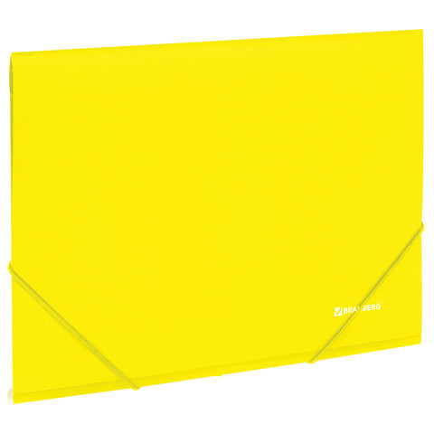 Папка на резинках BRAUBERG "Neon", неоновая, желтая, до 300 листов, 0,5 мм, 227461 по низкой цене оптом 
