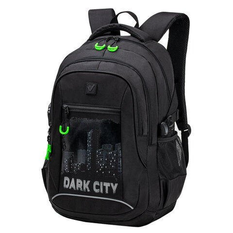 Рюкзак BRAUBERG CONTENT универсальный, 2 отделения, светоотражающий принт, "Dark city", 47х33х18 см, 270763 по низкой цене оптом 